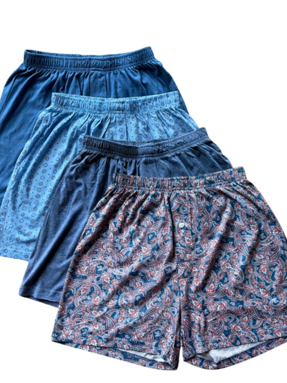 Stafford Men’s Knit Boxer Shorts 4-Pk Small 100% Cotton, Classic Fit Soft Blue